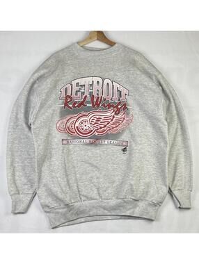 Vintage Detroit Red Wings NHL Gray Tultex Ravens Sweatshirt Crewneck Sz 2XL